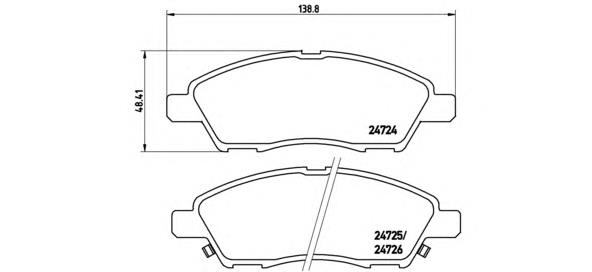Klocki hamulcowe przednie tarczowe Brembo P56070 cena, od 32,38 USD