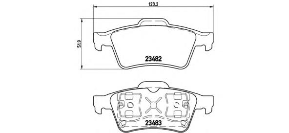 Okładziny (klocki) do hamulców tarczowych tylne Brembo P59044 cena, od 24,13 USD