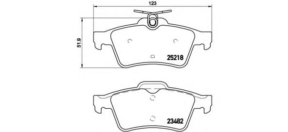 Okładziny (klocki) do hamulców tarczowych tylne Brembo P61110 cena, od 27,72 USD
