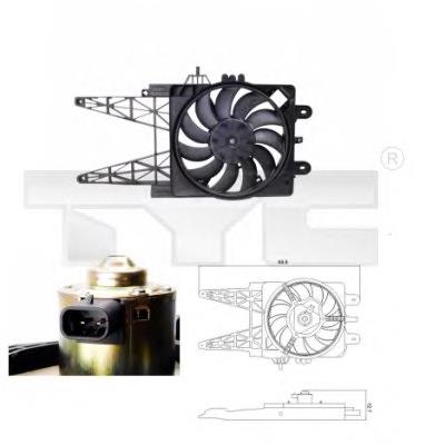 Do koszyka 46785738 Fiat/Alfa/Lancia Dyfuzor chłodnicy, w komplecie z silnikiem i wirnikiem