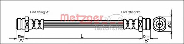 Do koszyka MB857550 Mitsubishi Przewód hamulcowy przedni