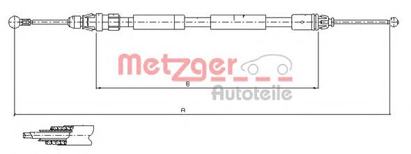 Linka hamulca ręcznego tylna lewa 4408734 Opel
