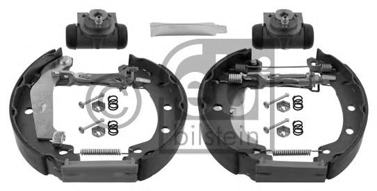 Do koszyka 0204114153 Bosch Klocki hamulcowe tylne bębnowe, kompletne z cylindrami, zestaw