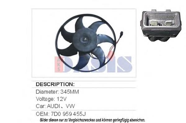 Wentylator elektryczny układu chłodzenia kompletny (silnik+wirnik) VAG 7D0959455