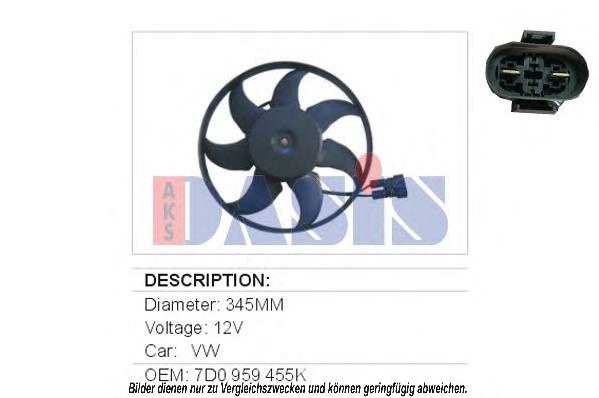 Wentylator elektryczny układu chłodzenia kompletny (silnik+wirnik) 7D0121206D VAG