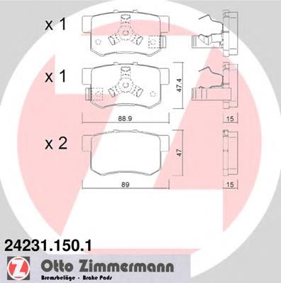 242311501 Zimmermann Okładziny (klocki) do hamulców tarczowych tylne
