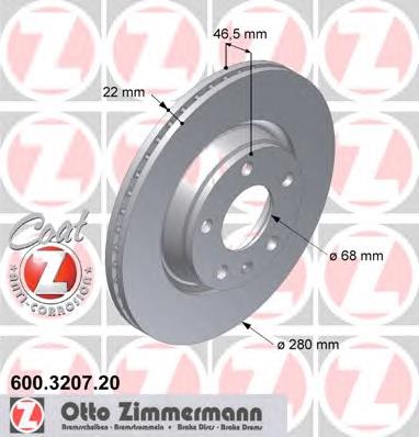 600.3207.20 Zimmermann tarcza hamulcowa przednia