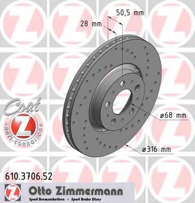 610.3706.52 Zimmermann tarcza hamulcowa przednia