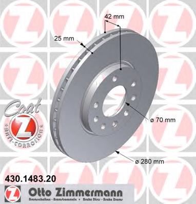 430148320 Zimmermann Tarcza hamulcowa przednia
