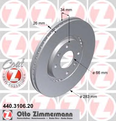 440.3106.20 Zimmermann tarcza hamulcowa przednia