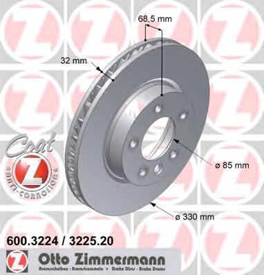 600.3225.20 Zimmermann tarcza hamulcowa przednia