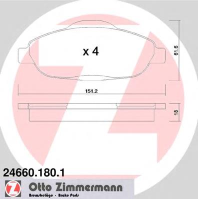 246601801 Zimmermann klocki hamulcowe przednie tarczowe