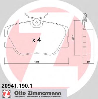 20941.190.1 Zimmermann klocki hamulcowe przednie tarczowe