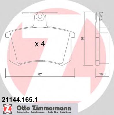 211441651 Zimmermann okładziny (klocki do hamulców tarczowych tylne)