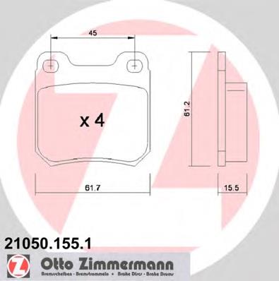 210501551 Zimmermann okładziny (klocki do hamulców tarczowych tylne)