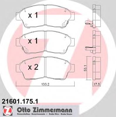 Klocki hamulcowe przednie tarczowe Zimmermann 216011751 cena, od 20,97 USD