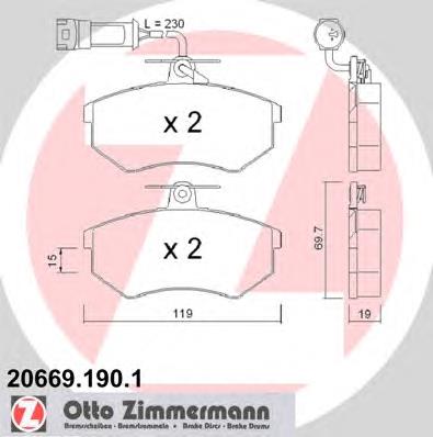 Klocki hamulcowe przednie tarczowe 443398151F VAG
