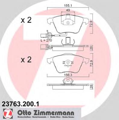 237632001 Zimmermann Klocki hamulcowe przednie tarczowe
