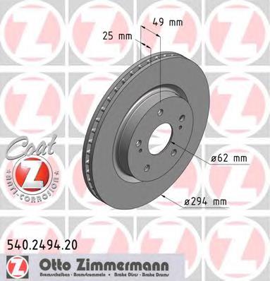 540249420 Zimmermann Tarcza hamulcowa przednia