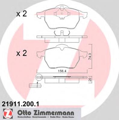 21911.200.1 Zimmermann klocki hamulcowe przednie tarczowe