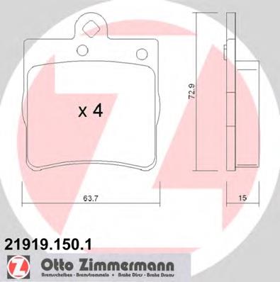 219191501 Zimmermann okładziny (klocki do hamulców tarczowych tylne)