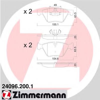 240962001 Zimmermann klocki hamulcowe przednie tarczowe