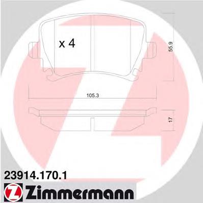 23914.170.1 Zimmermann okładziny (klocki do hamulców tarczowych tylne)