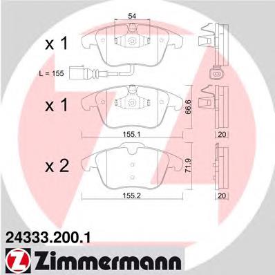 243332001 Zimmermann Klocki hamulcowe przednie tarczowe