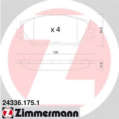 243361751 Zimmermann klocki hamulcowe przednie tarczowe