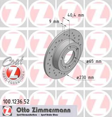 100.1236.52 Zimmermann tarcza hamulcowa tylna