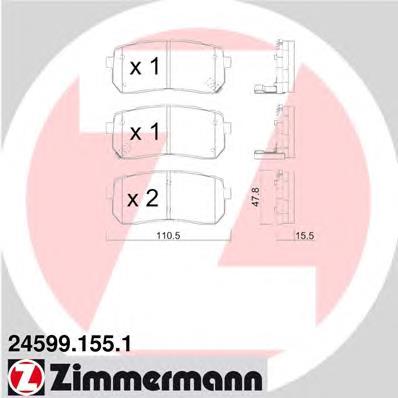 245991551 Zimmermann okładziny (klocki do hamulców tarczowych tylne)