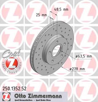 250.1352.52 Zimmermann tarcza hamulcowa przednia