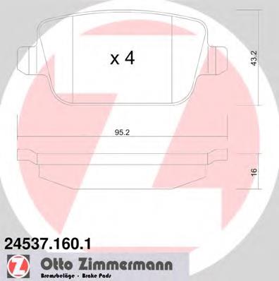 245371601 Zimmermann okładziny (klocki do hamulców tarczowych tylne)