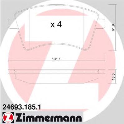 246931851 Zimmermann Klocki hamulcowe przednie tarczowe