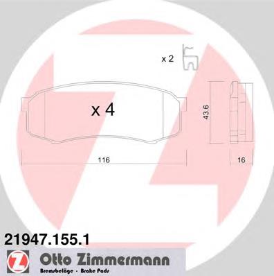 21947.155.1 Zimmermann okładziny (klocki do hamulców tarczowych tylne)