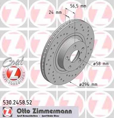 Tarcza hamulcowa przednia 530245852 Zimmermann