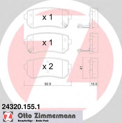 243201551 Zimmermann okładziny (klocki do hamulców tarczowych tylne)