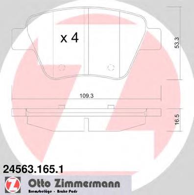 245631651 Zimmermann okładziny (klocki do hamulców tarczowych tylne)