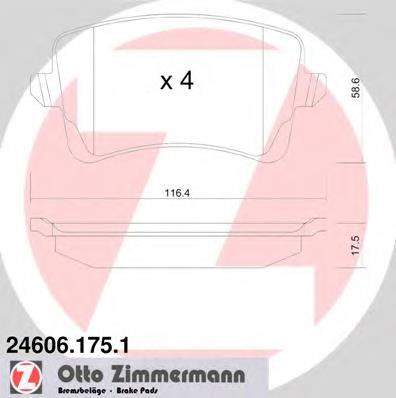 246061751 Zimmermann okładziny (klocki do hamulców tarczowych tylne)