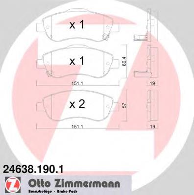 246381901 Zimmermann Klocki hamulcowe przednie tarczowe