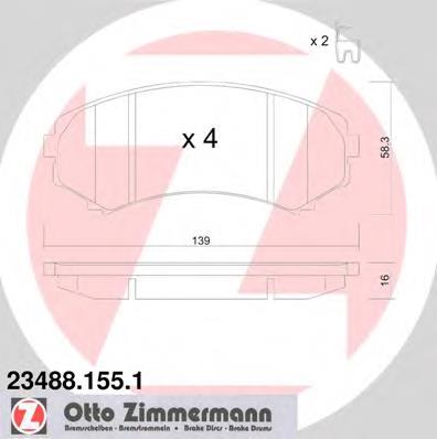 234881551 Zimmermann klocki hamulcowe przednie tarczowe