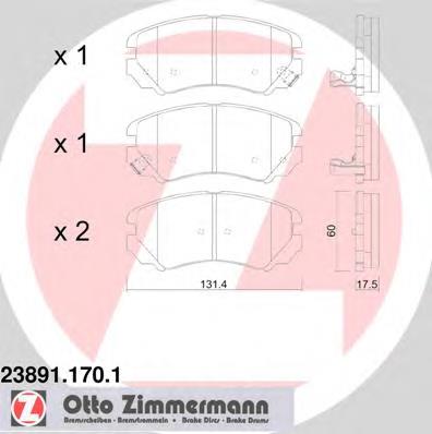 238911701 Zimmermann Klocki hamulcowe przednie tarczowe