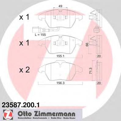 235872001 Zimmermann Klocki hamulcowe przednie tarczowe