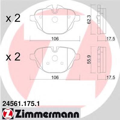 245611751 Zimmermann okładziny (klocki do hamulców tarczowych tylne)