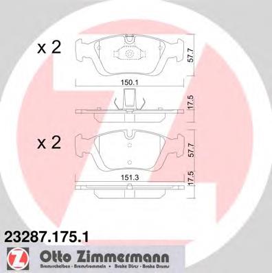 23287.175.1 Zimmermann klocki hamulcowe przednie tarczowe