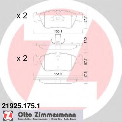 Klocki hamulcowe przednie tarczowe 34112157571 BMW