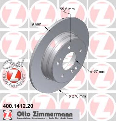 400141220 Zimmermann tarcza hamulcowa tylna