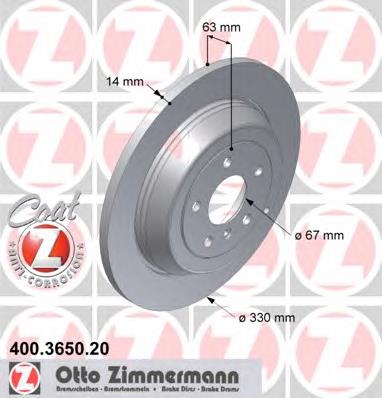 400365020 Zimmermann Tarcza hamulcowa tylna