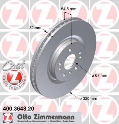 400364820 Zimmermann Tarcza hamulcowa przednia