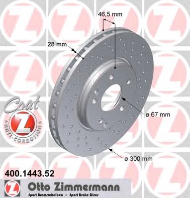400144352 Zimmermann Tarcza hamulcowa przednia